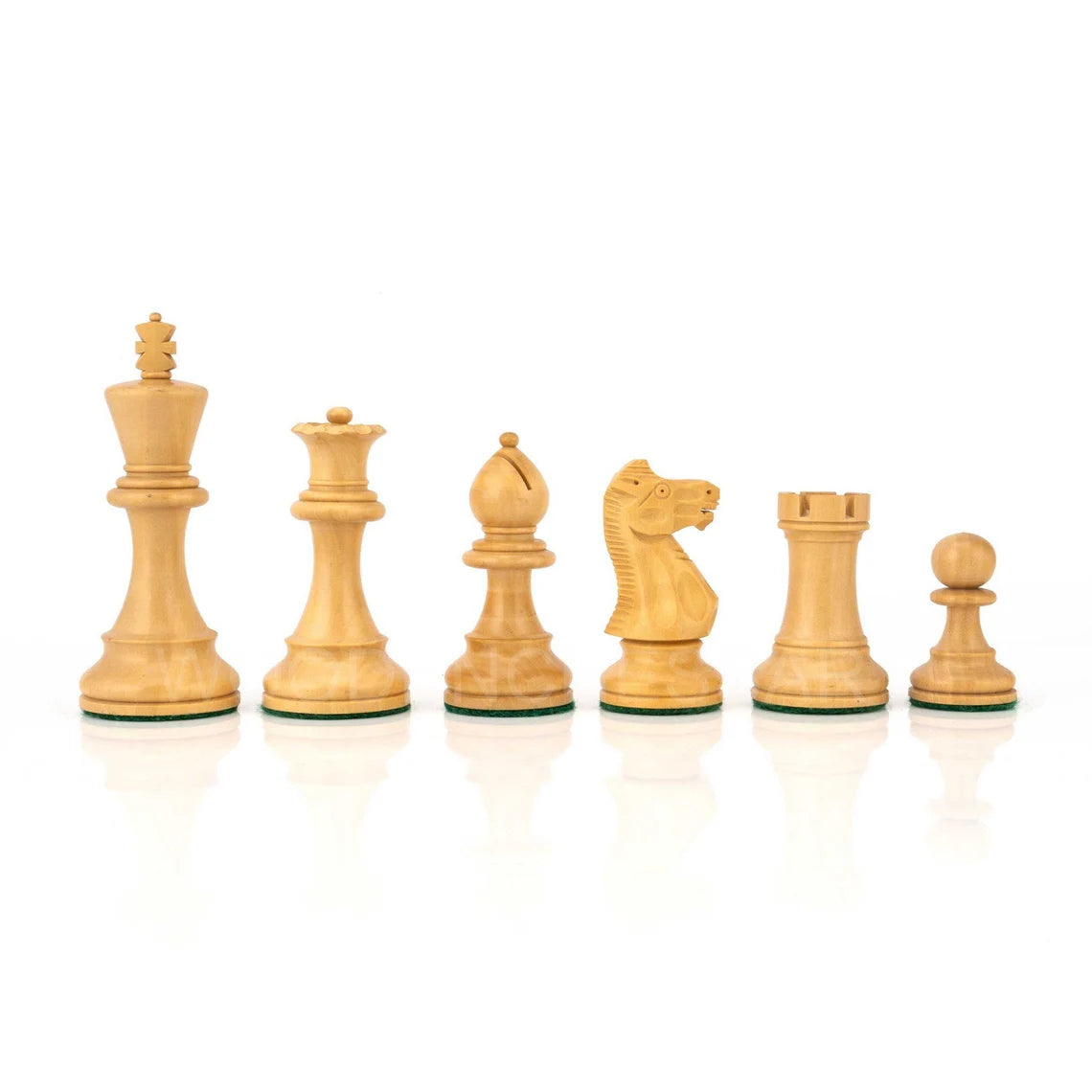 4” Staunton Chess Pieces Only in Boxwood & Acacia Wood - Double Weighted