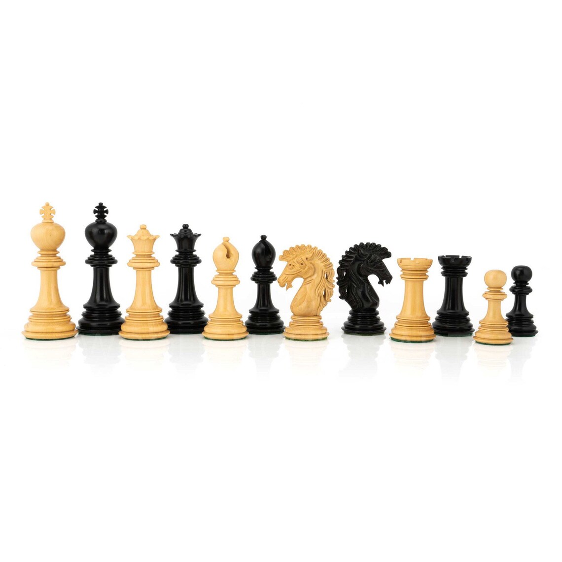 4.6” Dragon Series Staunton Chess Pieces Only in Ebony & Boxwood - Triple Weighted
