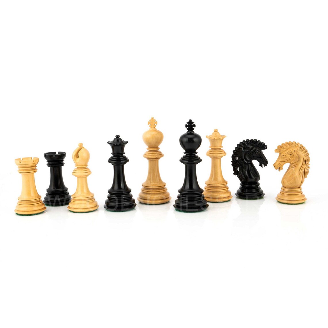 4.6” Dragon Series Staunton Chess Pieces Only in Ebony & Boxwood - Triple Weighted