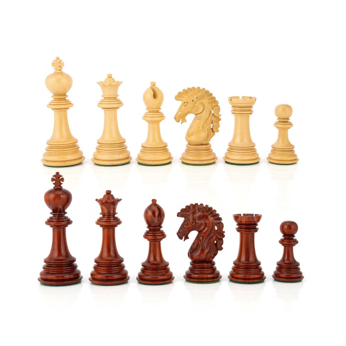 4.6” Dragon Series Staunton Chess Pieces & Chessboard Chess Set in Bud Rosewood - Triple Weighted - 5.3 lbs