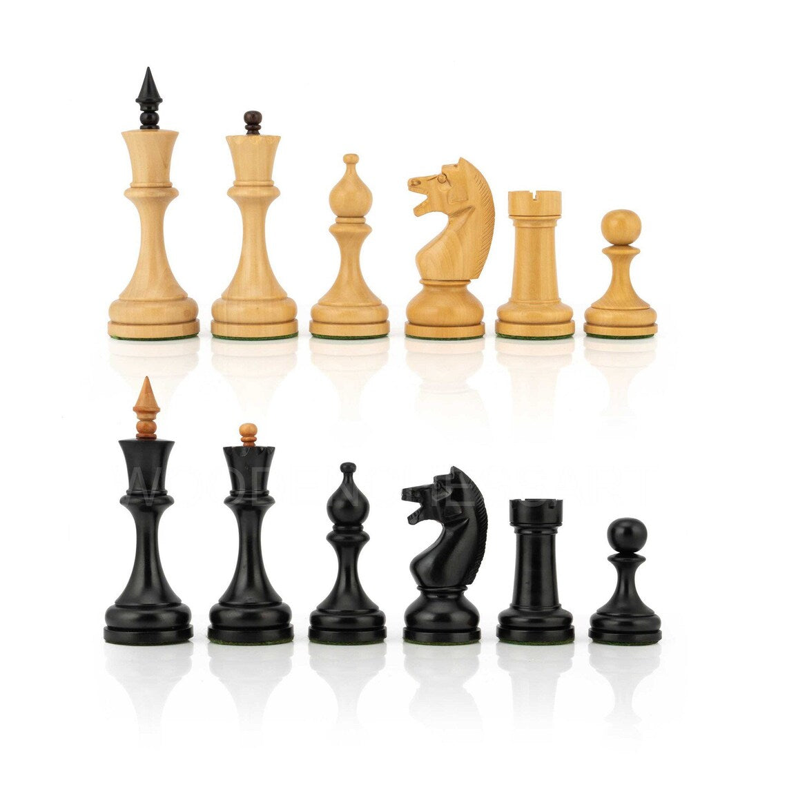 4.5” Circa Soviet Russian Chess Pieces & 21" Chessboard Chess Set in Ebony - 2.9 lbs
