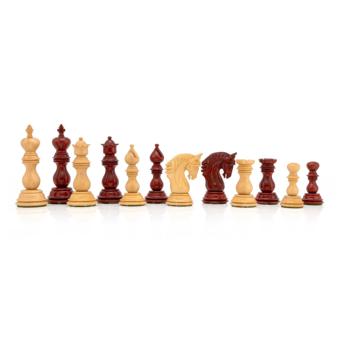 The Altamur Royal Series Chess Pieces Only in Padauk Wood & Boxwood - Triple Weighted