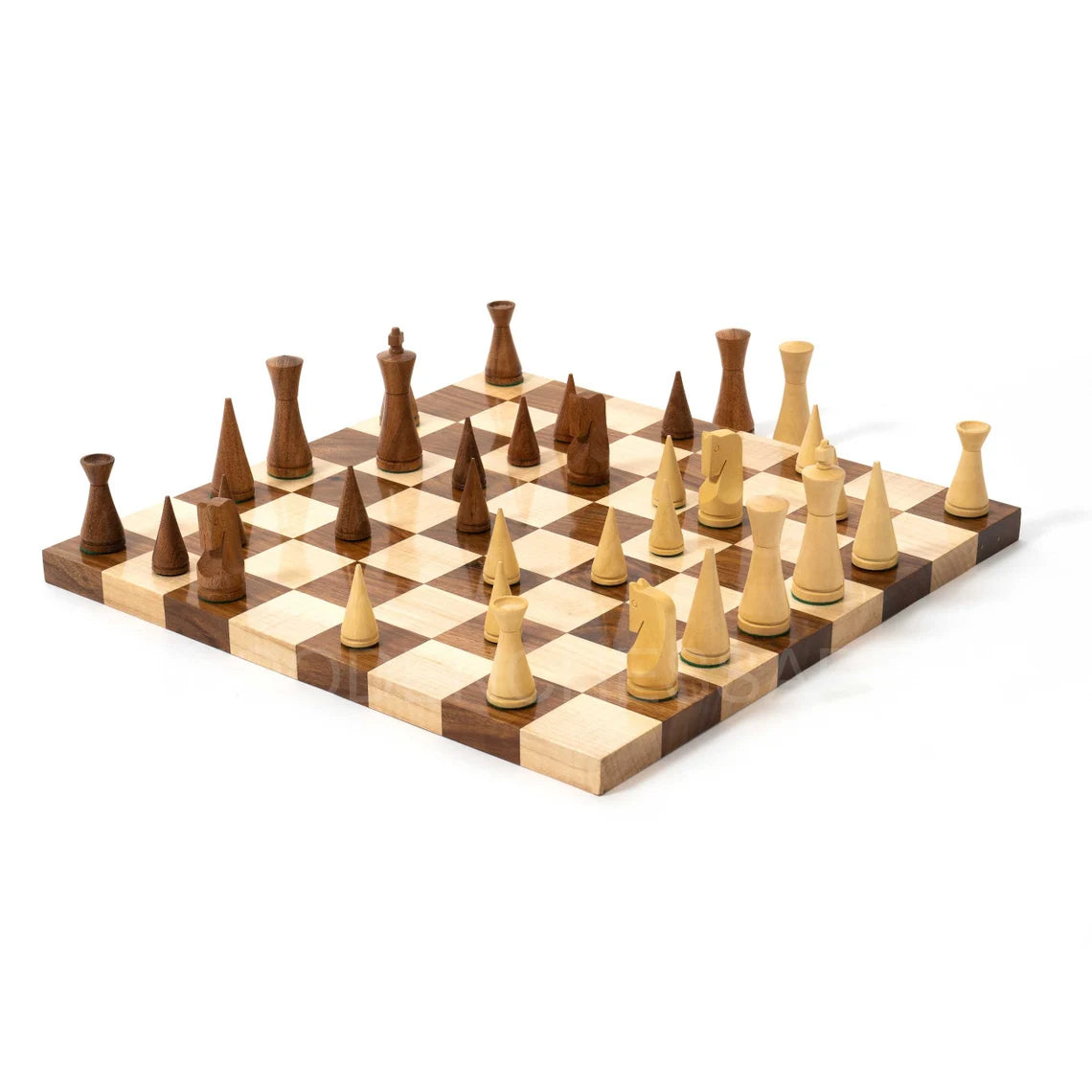 3.5” Russian Poni Chess Pieces & 50 mm Borderless Chessboard Chess Set in Golden Rosewood - Weighted