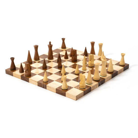 3.5” Russian Poni Chess Pieces & 50 mm Borderless Chessboard Chess Set in Golden Rosewood - Weighted