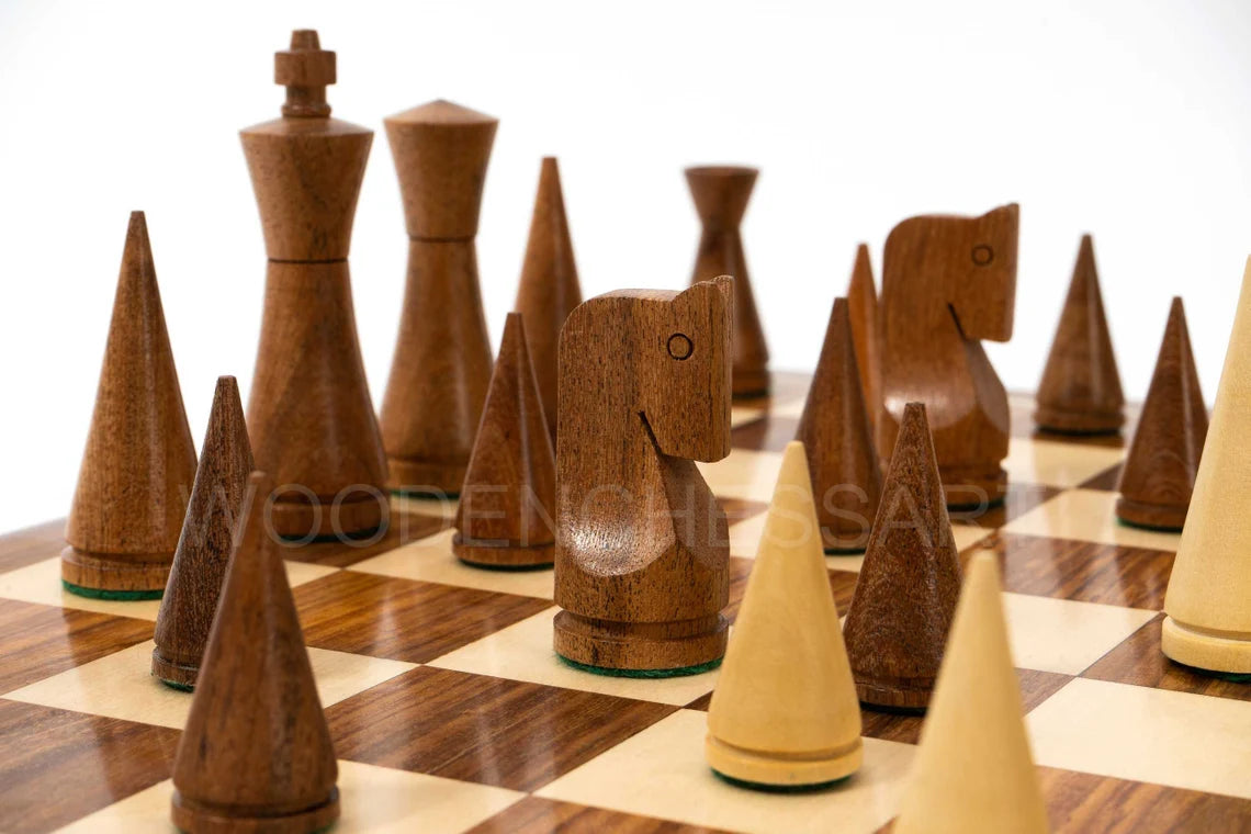 3.5” Russian Poni Chess Pieces & 16" Chessboard Chess Set in Golden Rosewood - Weighted