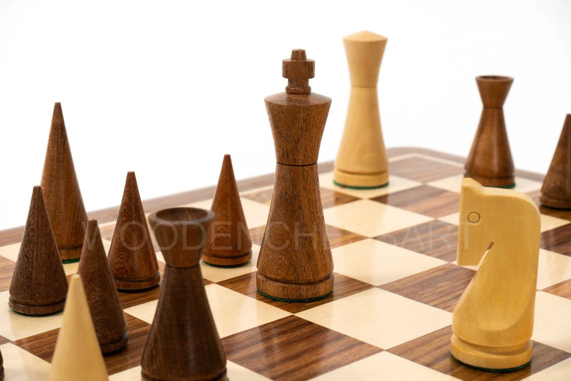 3.5” Russian Poni Chess Pieces & 16" Chessboard Chess Set in Golden Rosewood - Weighted