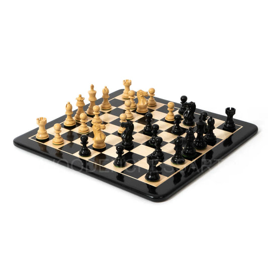 3.1" Premium Staunton Series Chess Pieces & 40 mm Chessboard Chess Set in Ebony - 2.1 lbs