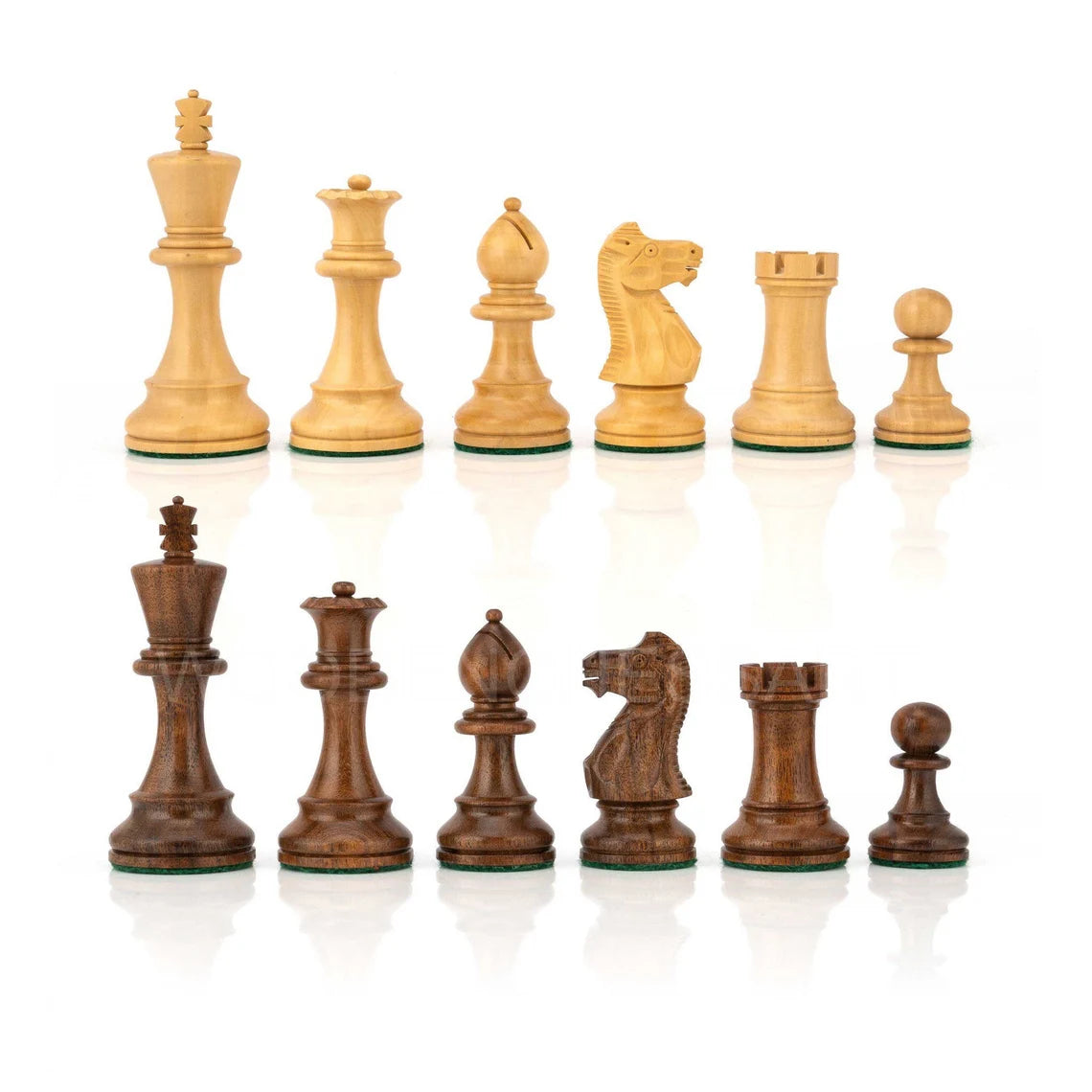 4” Staunton Chess Pieces Only in Boxwood & Acacia Wood - Double Weighted