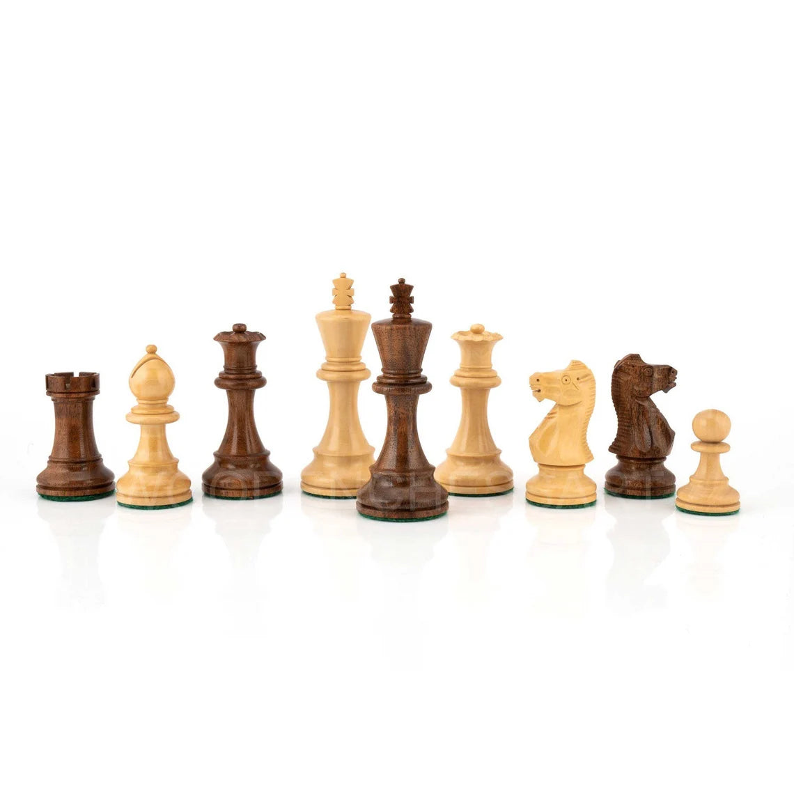 4” Staunton Chess Pieces Only in Boxwood & Acacia Wood - Double Weighted
