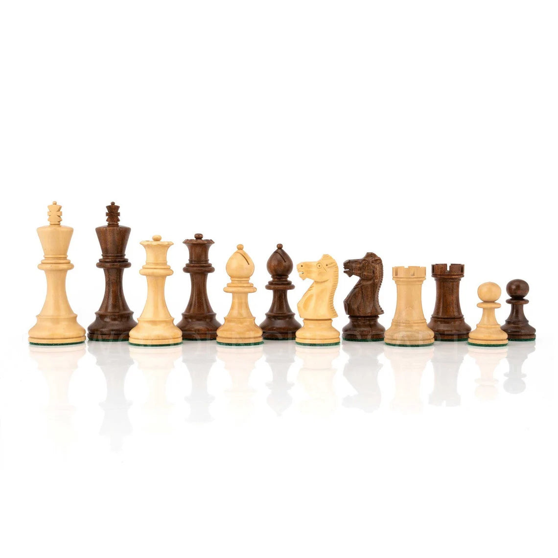 4” Staunton Chess Pieces Only in Boxwood & Acacia Wood - Double Weighted