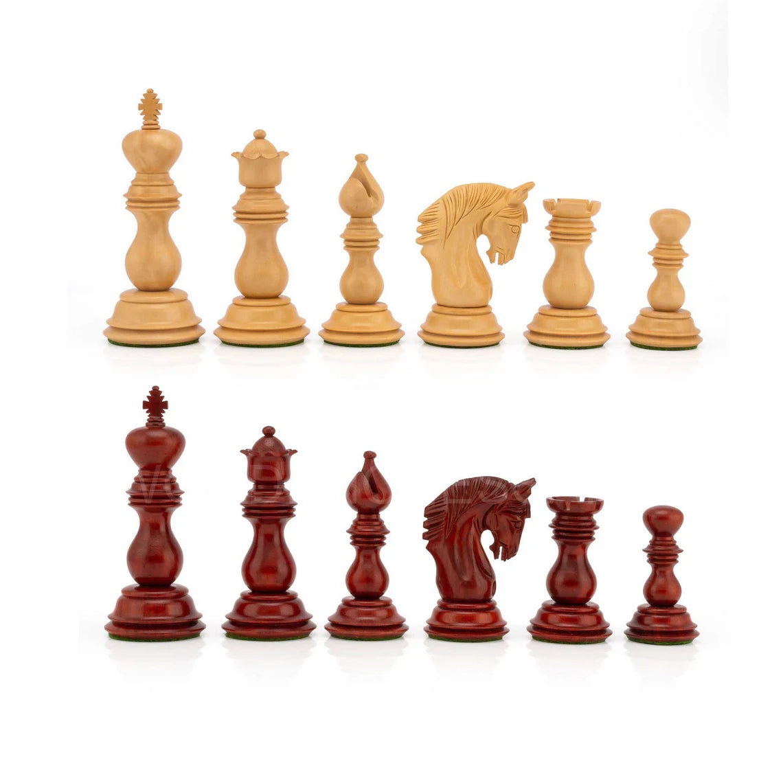 The Altamur Royal Series Chess Pieces Only in Padauk Wood & Boxwood - Triple Weighted