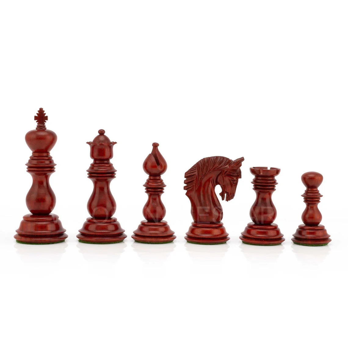 The Altamur Royal Series Chess Pieces Only in Padauk Wood & Boxwood - Triple Weighted