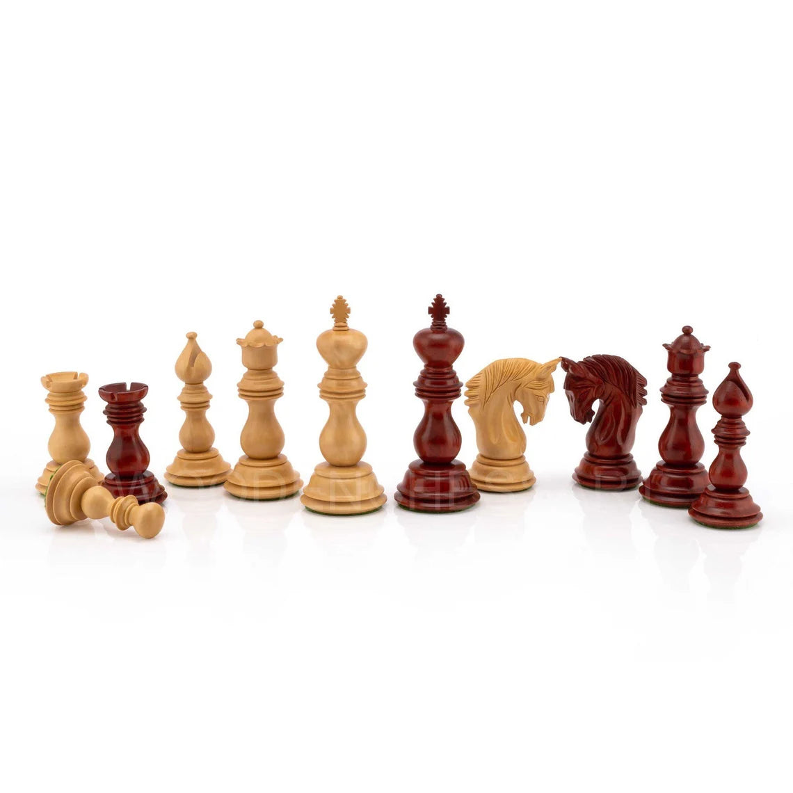 The Altamur Royal Series Chess Pieces Only in Padauk Wood & Boxwood - Triple Weighted
