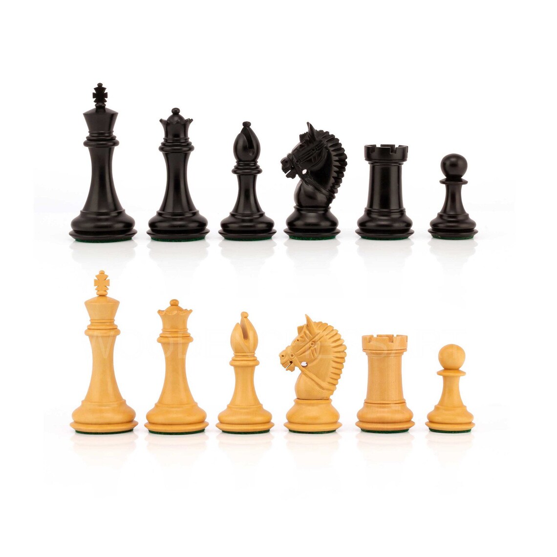 4" American Style Premium Staunton Chess Pieces only in Ebony & Boxwood - Double Weighted