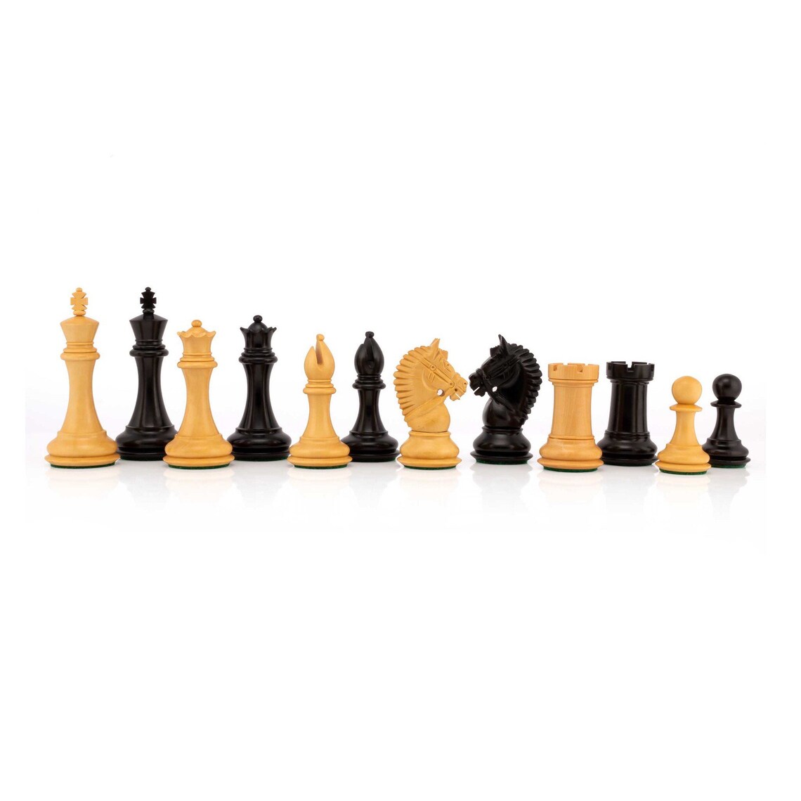 4" American Style Premium Staunton Chess Pieces only in Ebony & Boxwood - Double Weighted