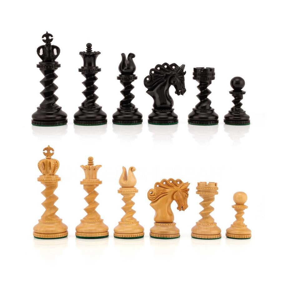 4.5" Premium Twisted Staunton Luxury Chess Pieces Only in Boxwood & Ebony Wood