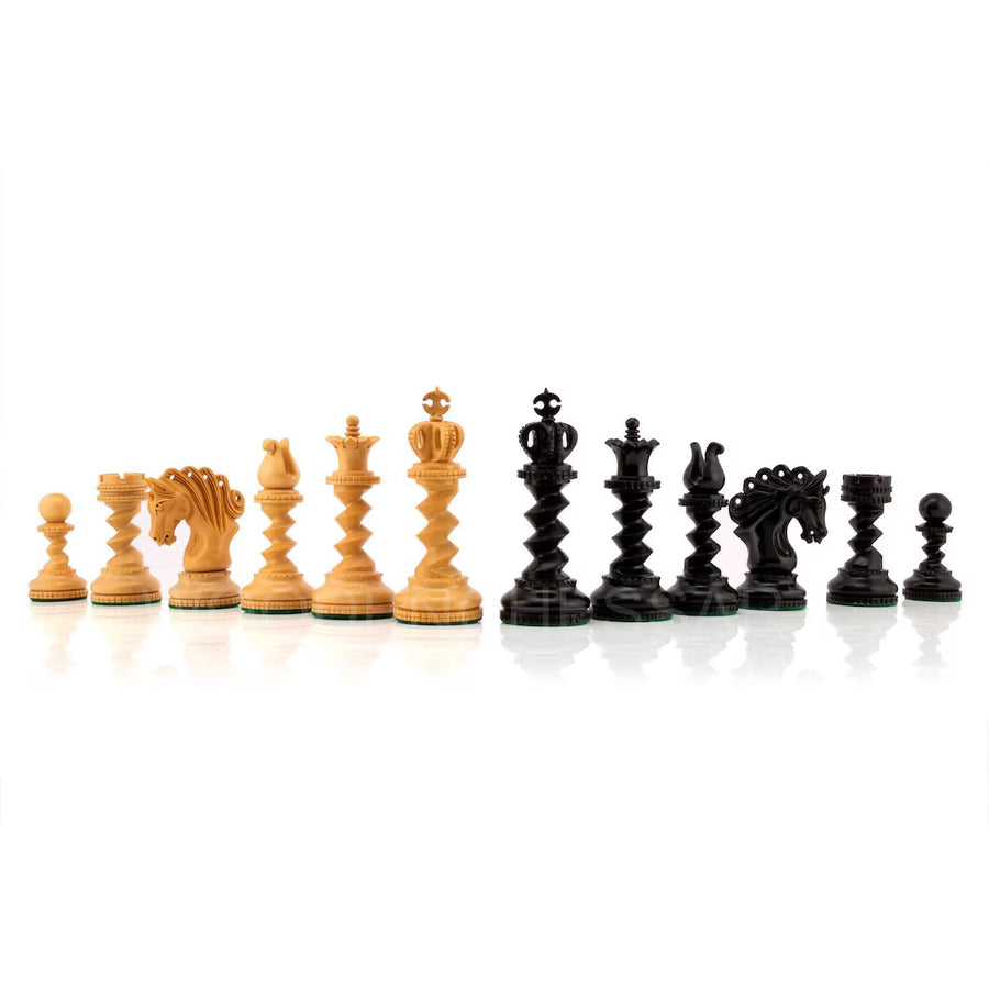 4.5" Premium Twisted Staunton Luxury Chess Pieces Only in Boxwood & Ebony Wood