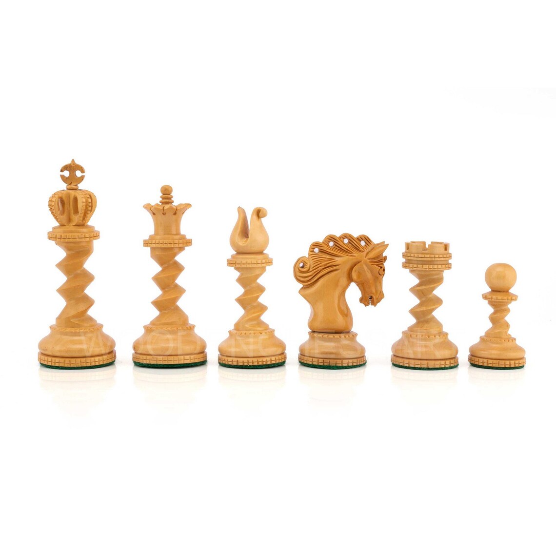4.5" Premium Twisted Staunton Luxury Chess Pieces Only in Boxwood & Ebony Wood