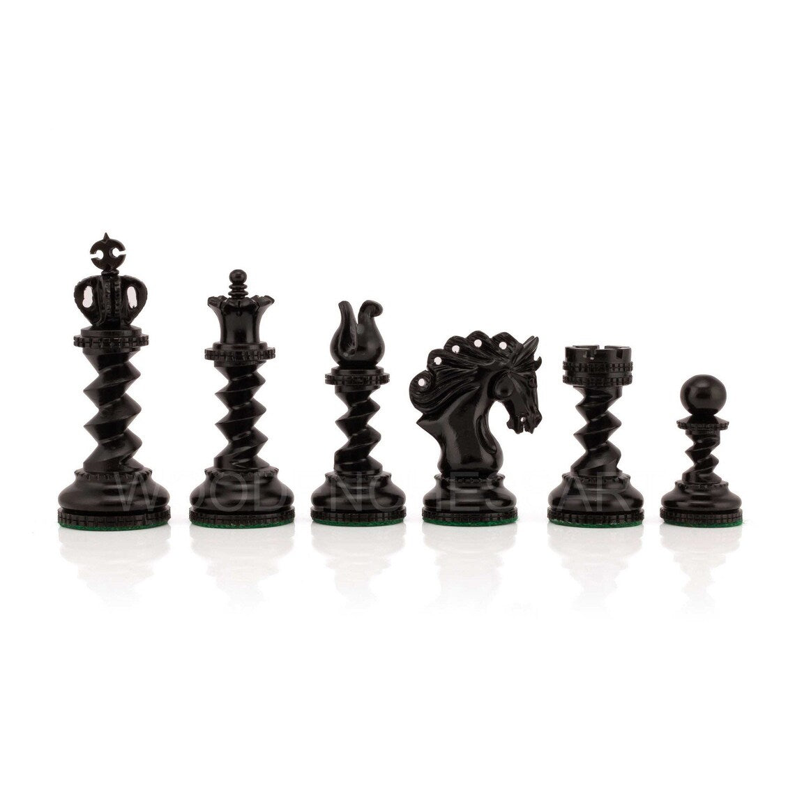 4.5" Premium Twisted Staunton Luxury Chess Pieces Only in Boxwood & Ebony Wood