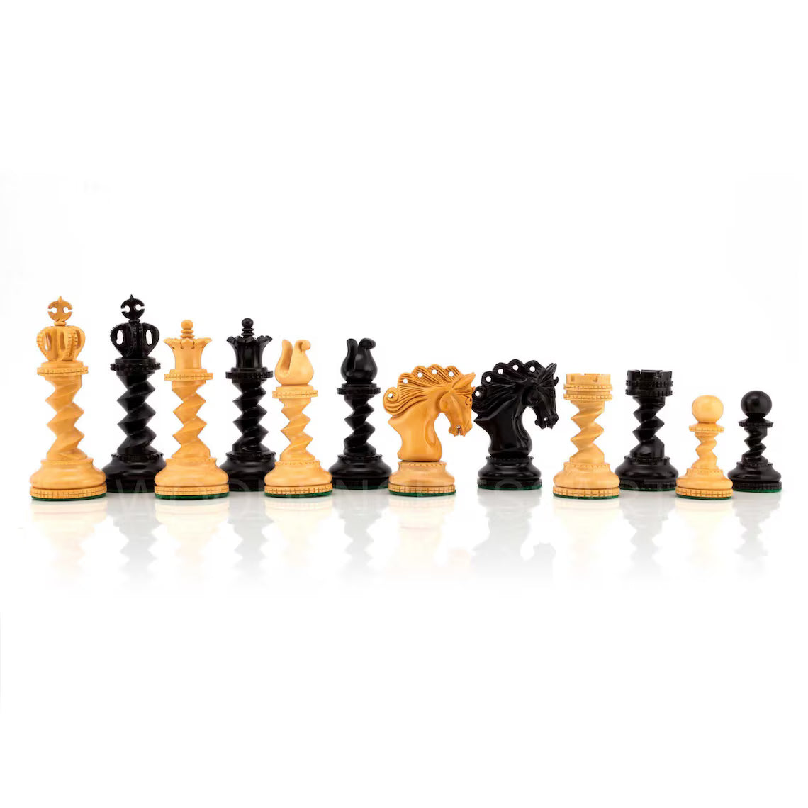 4.5" Premium Twisted Staunton Luxury Chess Pieces Only in Boxwood & Ebony Wood