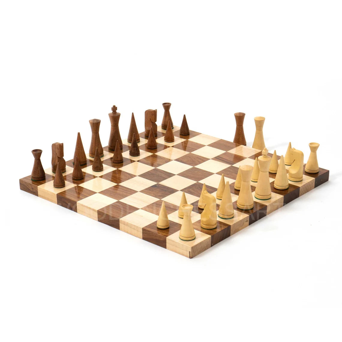 3.5” Russian Poni Chess Pieces & 50 mm Borderless Chessboard Chess Set in Golden Rosewood - Weighted