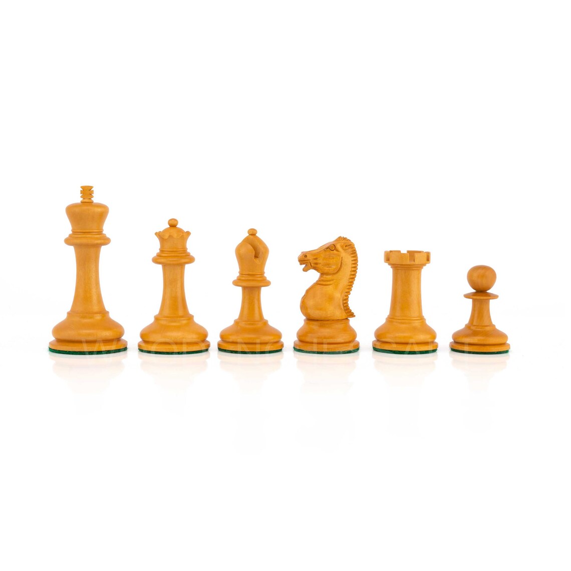 Reproduction of 1852 Circa Harrwitz Staunton Chess Pieces Only in Ebony & Antiqued Boxwood - Weighted