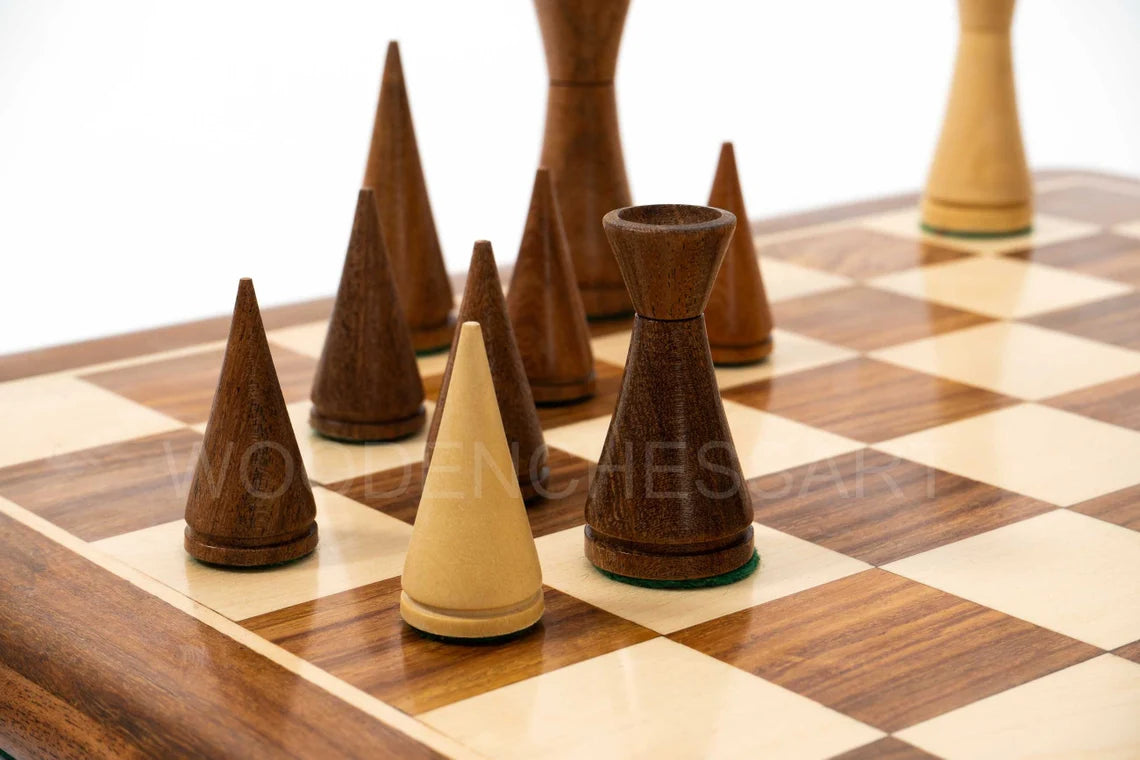3.5” Russian Poni Chess Pieces & 16" Chessboard Chess Set in Golden Rosewood - Weighted