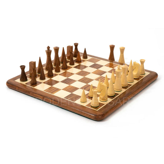 3.5” Russian Poni Chess Pieces & 16" Chessboard Chess Set in Golden Rosewood - Weighted