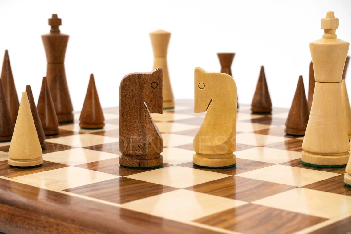 3.5” Russian Poni Chess Pieces & 16" Chessboard Chess Set in Golden Rosewood - Weighted