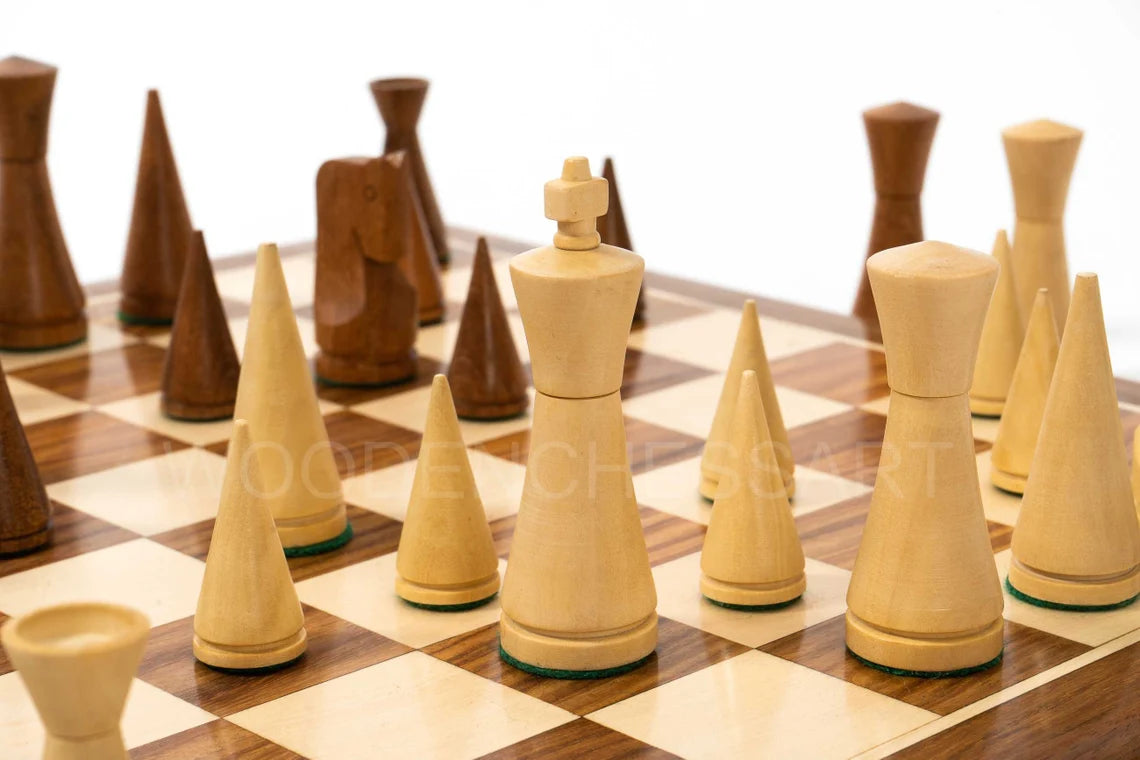 3.5” Russian Poni Chess Pieces & 16" Chessboard Chess Set in Golden Rosewood - Weighted