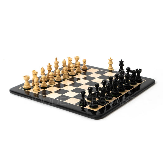 3.1" Premium Staunton Series Chess Pieces & 40 mm Chessboard Chess Set in Ebony - 2.1 lbs