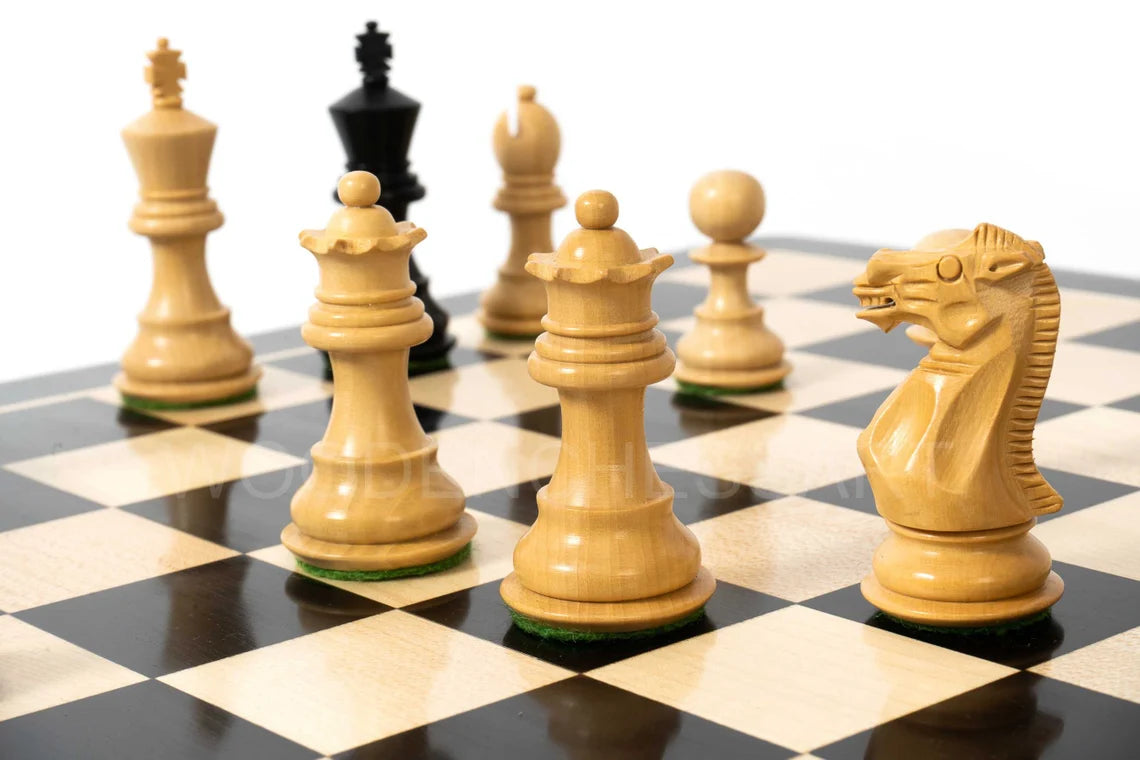3.1" Premium Staunton Series Chess Pieces & 40 mm Chessboard Chess Set in Ebony - 2.1 lbs