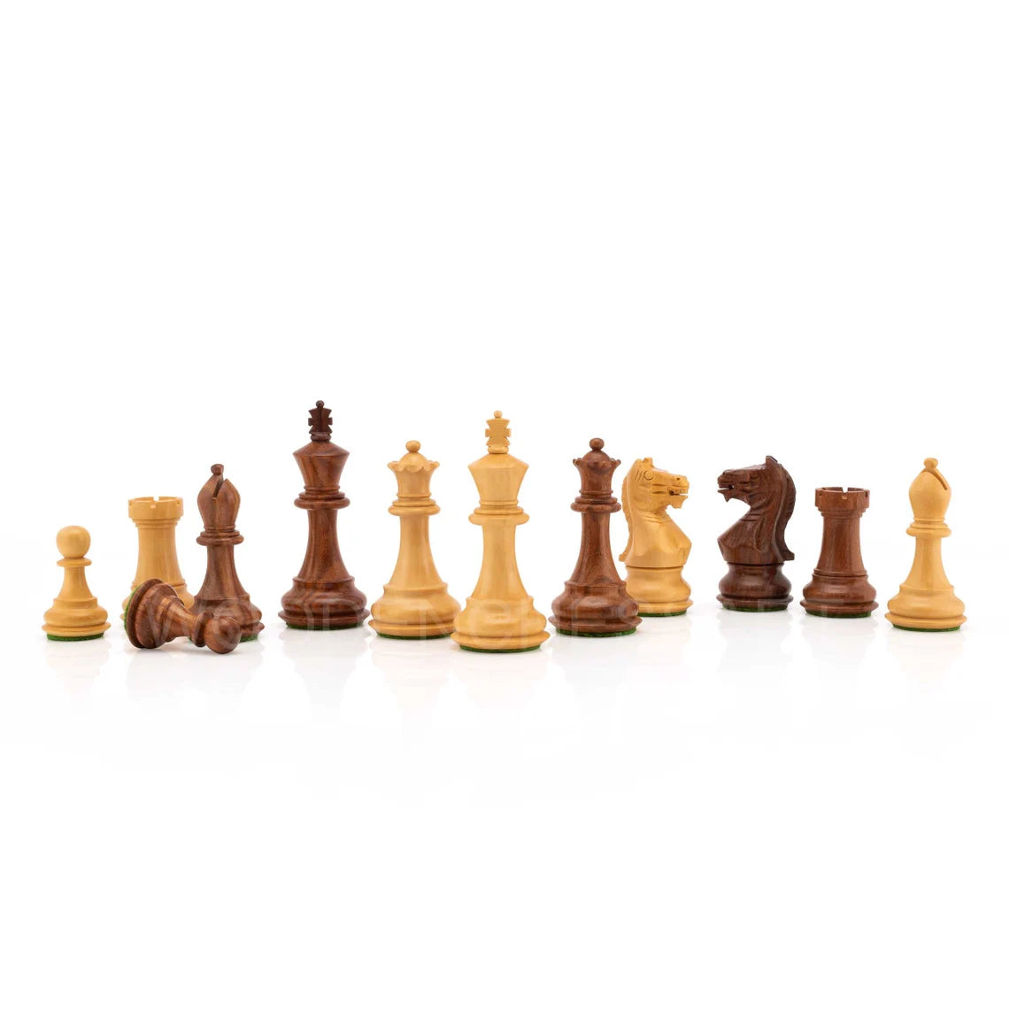 3.5" Staunton Chess Pieces Only in Golden Rosewood & Boxwood - Weighted