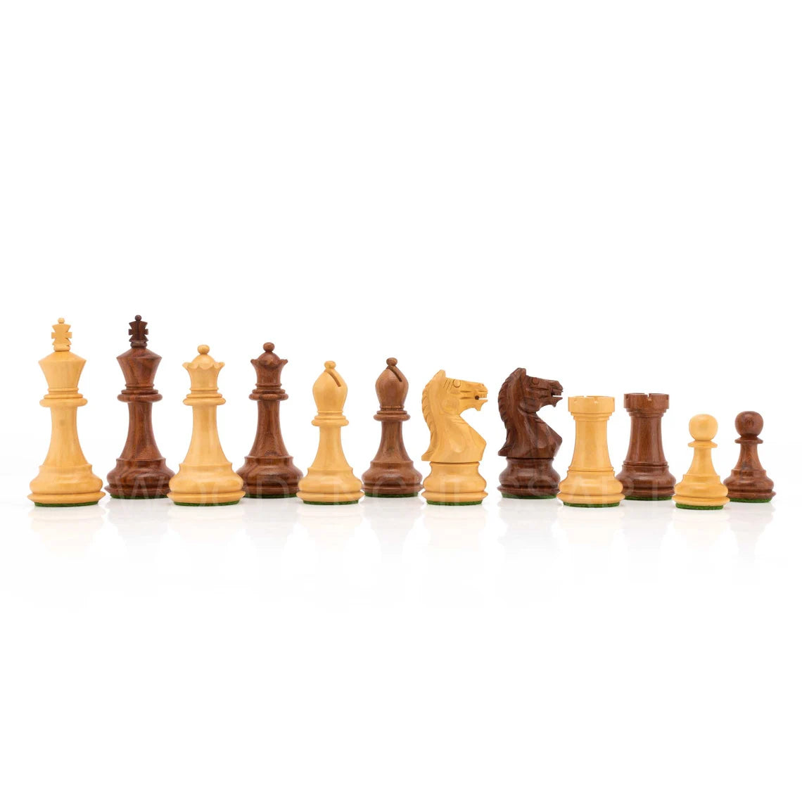 3.5" Fierce Knight Staunton Chess pieces Only in Golden Rosewood & Boxwood - Weighted