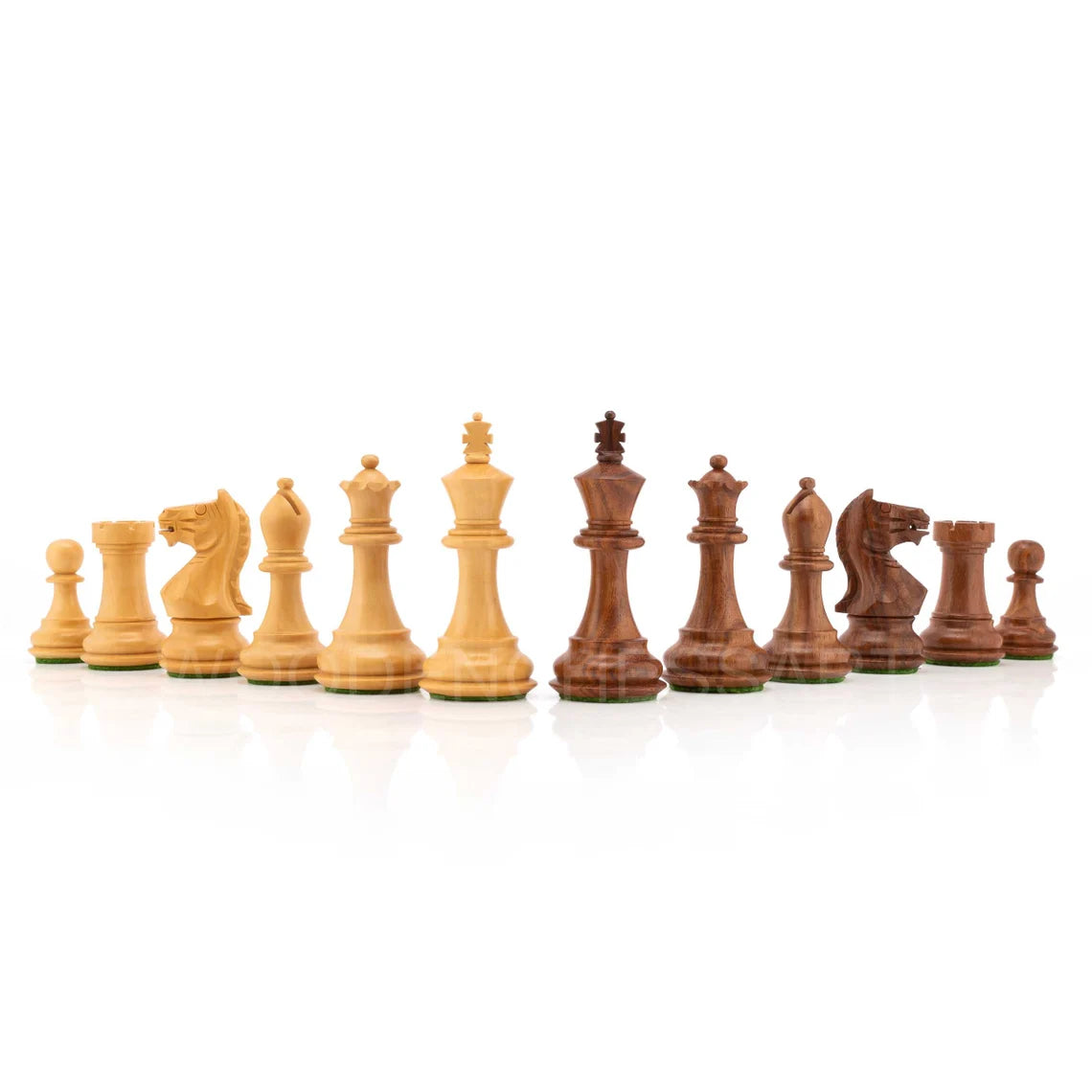 3.5" Fierce Knight Staunton Chess pieces Only in Golden Rosewood & Boxwood - Weighted