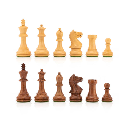 3.5" Fierce Knight Staunton Chess pieces Only in Golden Rosewood & Boxwood - Weighted