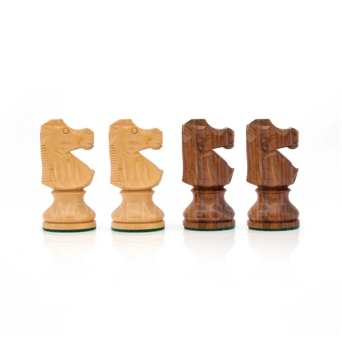 3.75” Reproduced French Lardy Staunton Series Chess Pieces Only In Golden Rosewood & Boxwood - Weighted