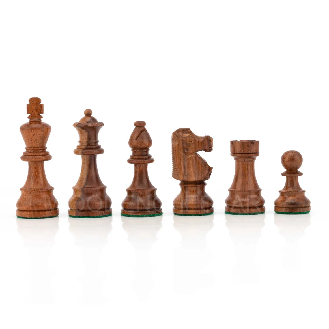 3.75” Reproduced French Lardy Staunton Series Chess Pieces Only In Golden Rosewood & Boxwood - Weighted