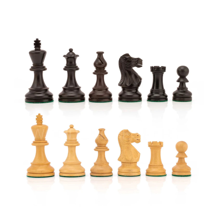 3.75" Smokey Staunton Series Chess Pieces Only in Ebonized Boxwood - Double Weighted