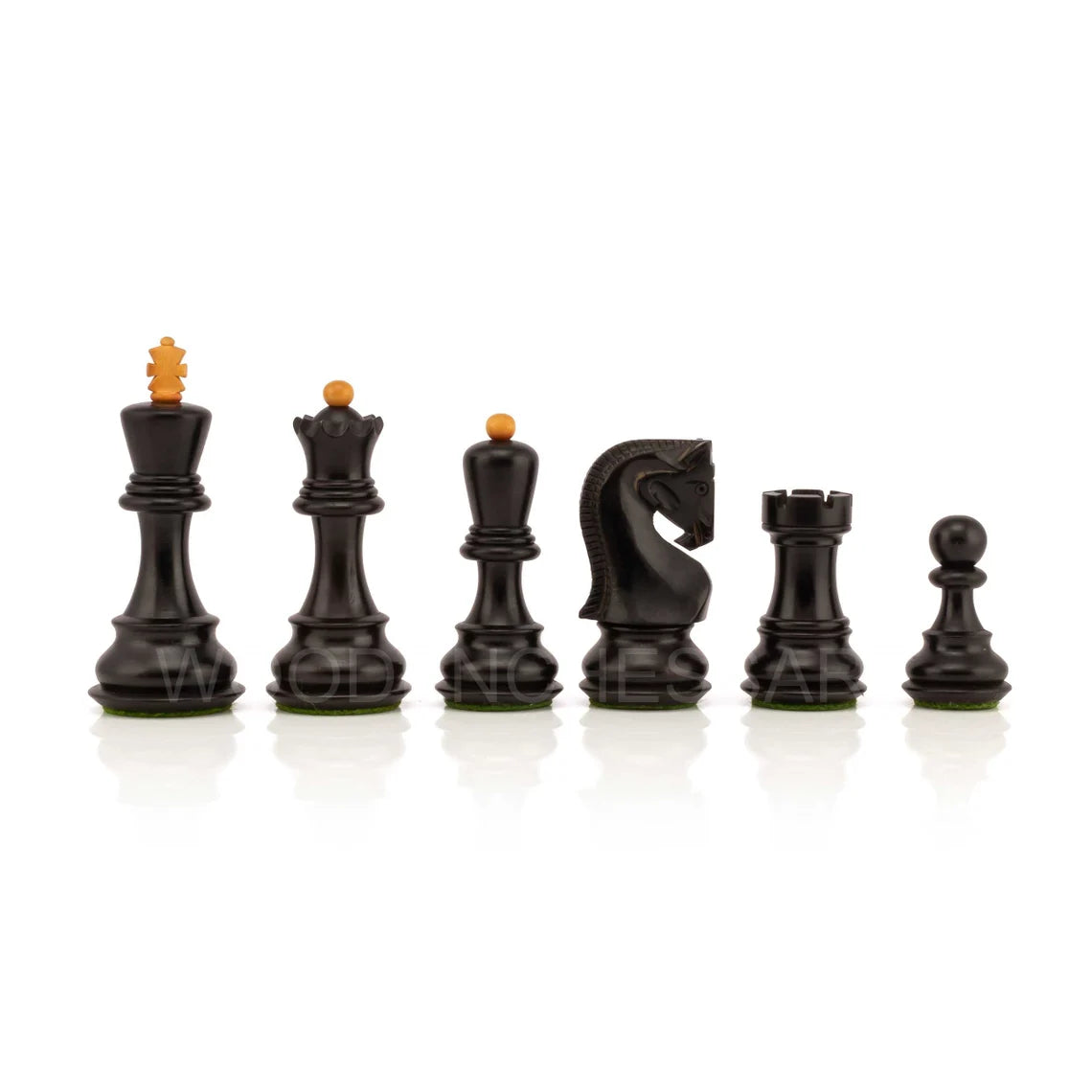 3.8” Zagreb 1959 Chess Pieces in Ebonized Boxwood - Double Weighted