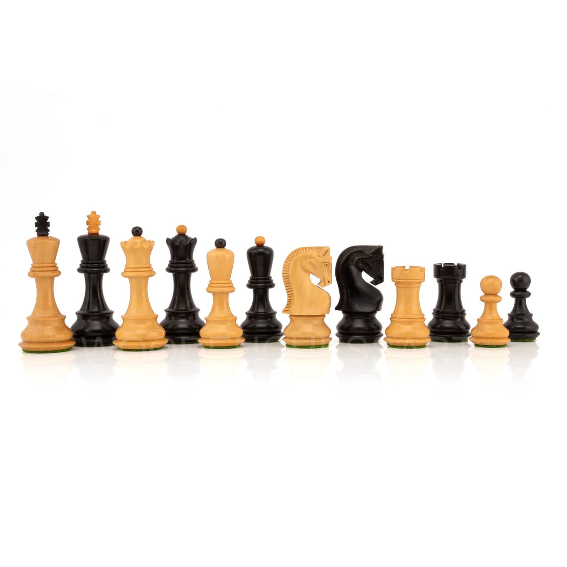 3.8” Zagreb 1959 Chess Pieces in Ebonized Boxwood - Double Weighted