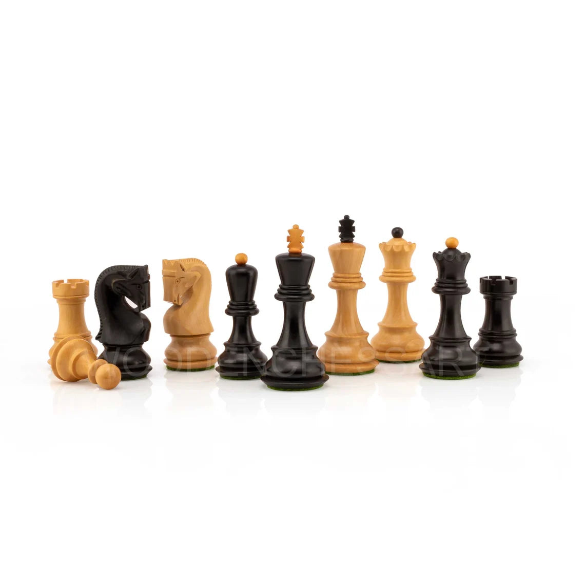 3.8” Zagreb 1959 Chess Pieces in Ebonized Boxwood - Double Weighted
