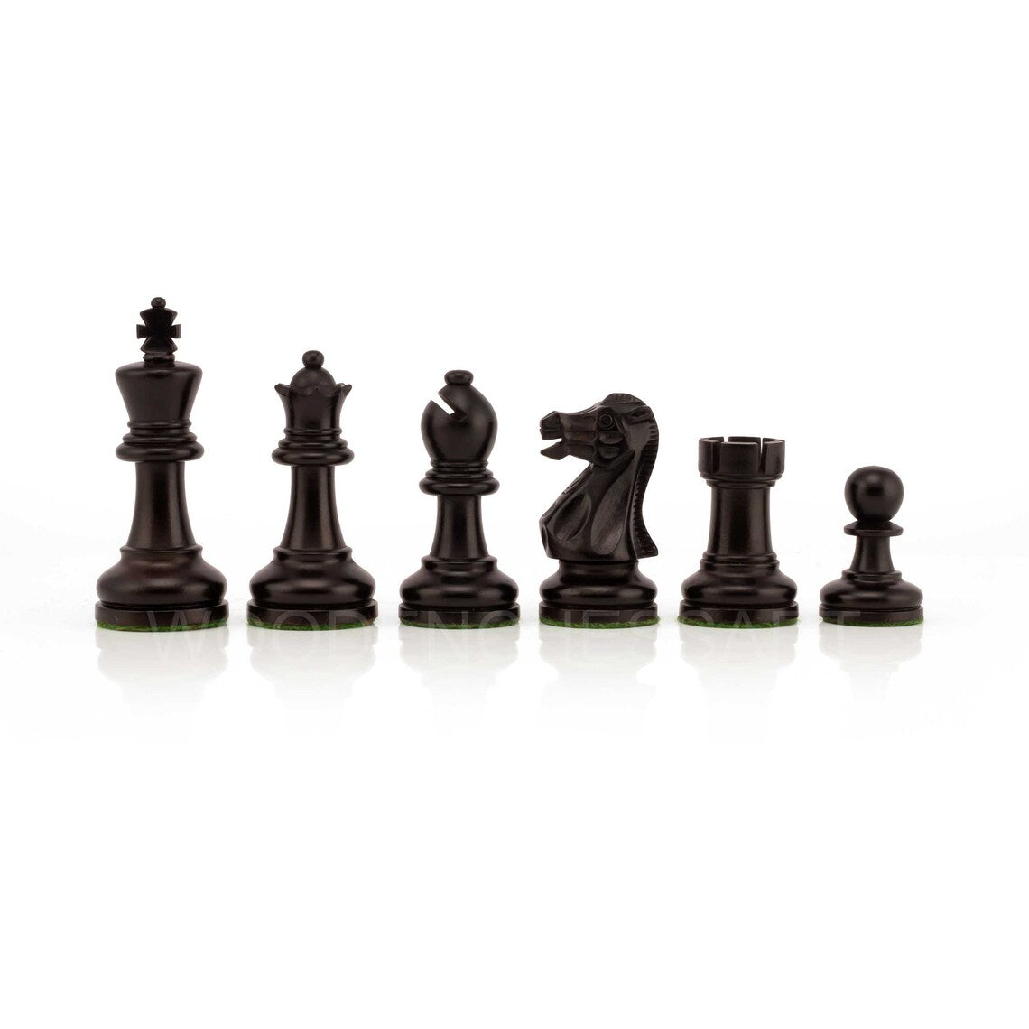 3.5" Staunton Chess Pieces Only in Ebonized Boxwood - Weighted