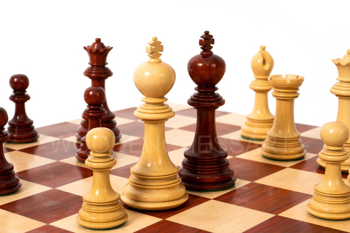 4.6” Dragon Series Staunton Chess Pieces & Chessboard Chess Set in Bud Rosewood - Triple Weighted - 5.3 lbs