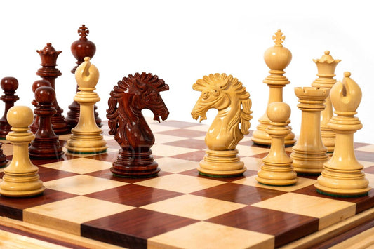 4.6” Dragon Series Staunton Chess Pieces & Chessboard Chess Set in Bud Rosewood - Triple Weighted - 5.3 lbs