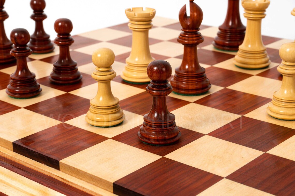 4.6” Dragon Series Staunton Chess Pieces & Chessboard Chess Set in Bud Rosewood - Triple Weighted - 5.3 lbs