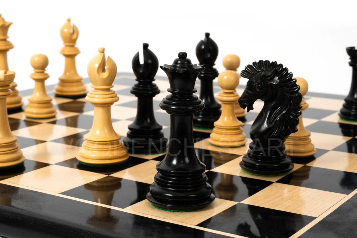 4.6” Dragon Series Staunton & 23" Chessboard Chess Set in Ebony - 5.3 lbs