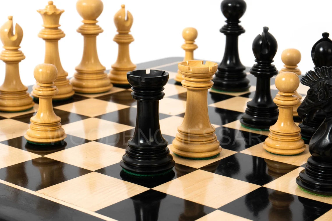 4.6” Dragon Series Staunton & 23" Chessboard Chess Set in Ebony - 5.3 lbs
