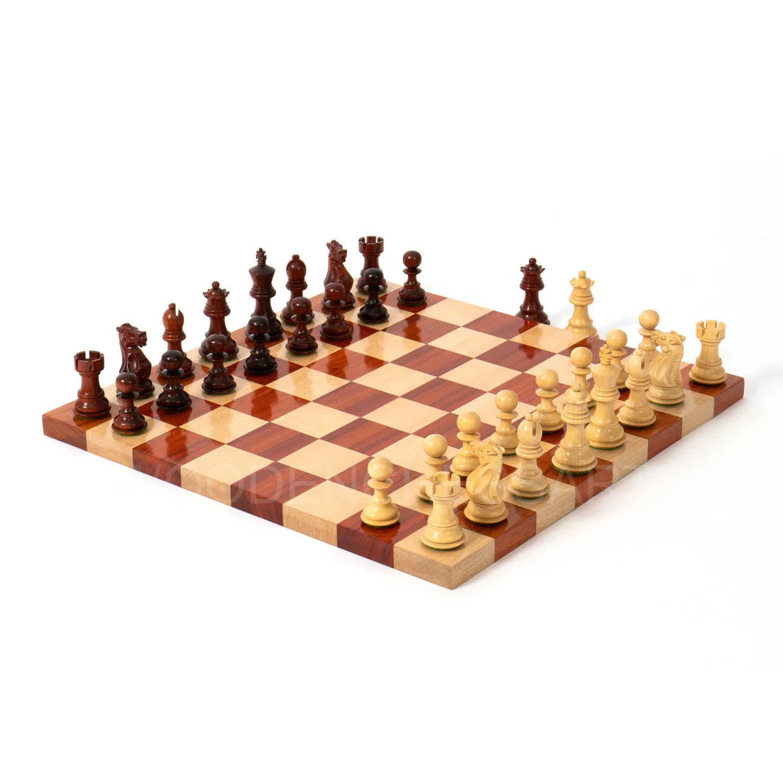 3.1" Premium Staunton Series Chess Pieces & Borderless Chessboard Chess Set in Bud Rosewood - 2.1 lbs