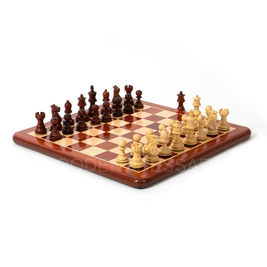 3.1" Premium Staunton Series Chess Pieces & 16" Chessboard Chess Set in Bud Rosewood - 2.1 lbs